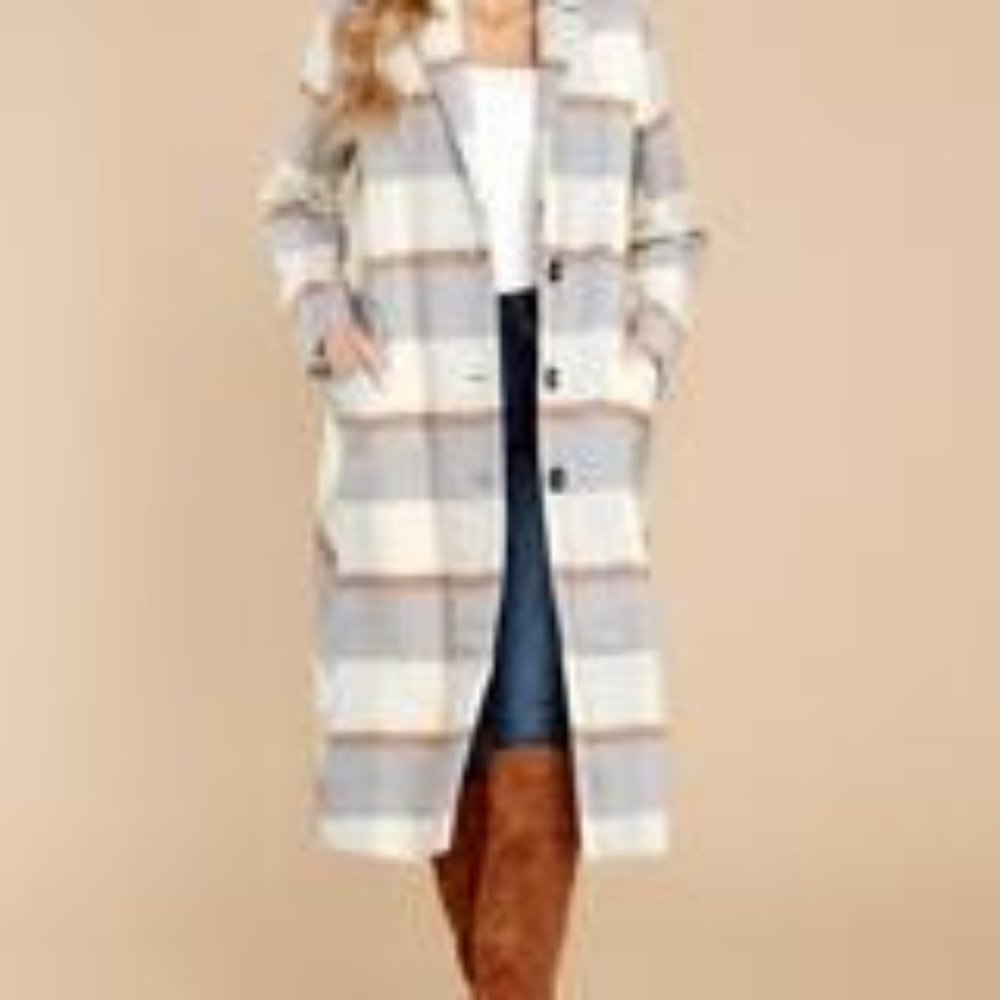 NEW Red Dress Boutique Promesa plaid button-up peacoat L